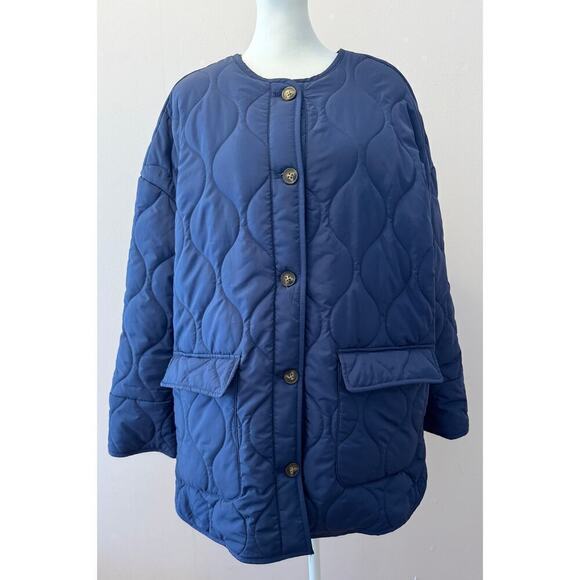 NWOT THE DROP James Loose Oversized Quilted Puffer Preppy Jacket Size M - Picture 2 of 6